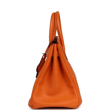 HERMÈS Pre-owned Hermes Birkin 25 Orange Swift Palladium Hardware | Thumbnail 3 HERMÈS Pre-owned Hermes Birkin 25 Orange Swift Palladium Hardware | Thumbnail 3