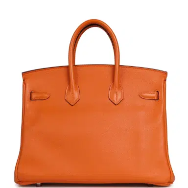 HERMÈS Pre-owned Hermes Birkin 25 Orange Swift Palladium Hardware | Thumbnail 4 HERMÈS Pre-owned Hermes Birkin 25 Orange Swift Palladium Hardware | Thumbnail 4