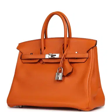 HERMÈS Pre-owned Hermes Birkin 25 Orange Swift Palladium Hardware | Thumbnail 5 HERMÈS Pre-owned Hermes Birkin 25 Orange Swift Palladium Hardware | Thumbnail 5