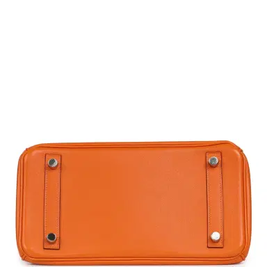 HERMÈS Pre-owned Hermes Birkin 25 Orange Swift Palladium Hardware | Thumbnail 6 HERMÈS Pre-owned Hermes Birkin 25 Orange Swift Palladium Hardware | Thumbnail 6