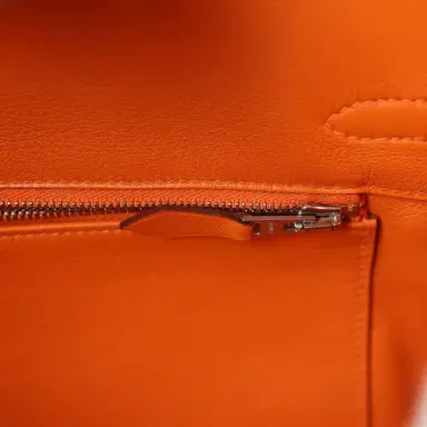 HERMÈS Pre-owned Hermes Birkin 25 Orange Swift Palladium Hardware | Thumbnail 8 HERMÈS Pre-owned Hermes Birkin 25 Orange Swift Palladium Hardware | Thumbnail 8