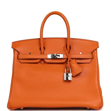 HERMÈS Pre-owned Hermes Birkin 25 Orange Swift Palladium Hardware | Thumbnail 1 HERMÈS Pre-owned Hermes Birkin 25 Orange Swift Palladium Hardware | Thumbnail 1