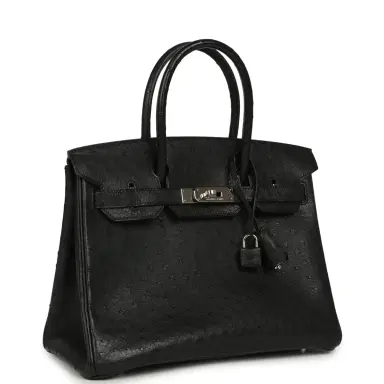 HERMÈS Pre-owned Hermes Birkin 30 Black Ostrich Palladium Hardware | Thumbnail 2 HERMÈS Pre-owned Hermes Birkin 30 Black Ostrich Palladium Hardware | Thumbnail 2