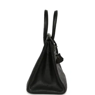 HERMÈS Pre-owned Hermes Birkin 30 Black Ostrich Palladium Hardware | Thumbnail 3 HERMÈS Pre-owned Hermes Birkin 30 Black Ostrich Palladium Hardware | Thumbnail 3