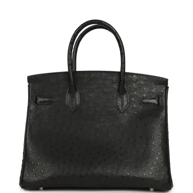 HERMÈS Pre-owned Hermes Birkin 30 Black Ostrich Palladium Hardware | Thumbnail 4 HERMÈS Pre-owned Hermes Birkin 30 Black Ostrich Palladium Hardware | Thumbnail 4