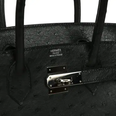 HERMÈS Pre-owned Hermes Birkin 30 Black Ostrich Palladium Hardware | Thumbnail 7 HERMÈS Pre-owned Hermes Birkin 30 Black Ostrich Palladium Hardware | Thumbnail 7