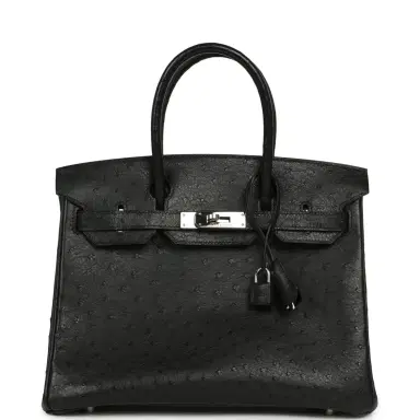 HERMÈS Pre-owned Hermes Birkin 30 Black Ostrich Palladium Hardware | Thumbnail 1 HERMÈS Pre-owned Hermes Birkin 30 Black Ostrich Palladium Hardware | Thumbnail 1