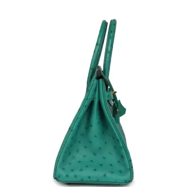 HERMÈS Pre-owned Hermes Birkin 30 Vert Verone Ostrich Gold Hardware | Thumbnail 3 HERMÈS Pre-owned Hermes Birkin 30 Vert Verone Ostrich Gold Hardware | Thumbnail 3