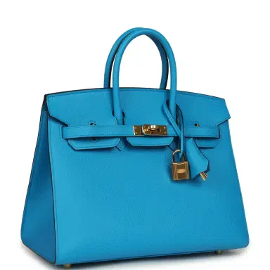 HERMÈS Pre-owned Hermes Birkin Sellier 25 Bleu Frida Epsom Gold Hardware | Thumbnail 2 HERMÈS Pre-owned Hermes Birkin Sellier 25 Bleu Frida Epsom Gold Hardware | Thumbnail 2