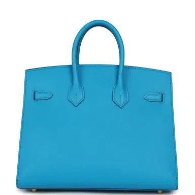 HERMÈS Pre-owned Hermes Birkin Sellier 25 Bleu Frida Epsom Gold Hardware | Thumbnail 4 HERMÈS Pre-owned Hermes Birkin Sellier 25 Bleu Frida Epsom Gold Hardware | Thumbnail 4