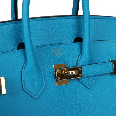 HERMÈS Pre-owned Hermes Birkin Sellier 25 Bleu Frida Epsom Gold Hardware | Thumbnail 7 HERMÈS Pre-owned Hermes Birkin Sellier 25 Bleu Frida Epsom Gold Hardware | Thumbnail 7