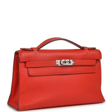 HERMÈS Pre-owned Hermes Kelly Pochette Capucine Swift Palladium Hardware | Thumbnail 2 HERMÈS Pre-owned Hermes Kelly Pochette Capucine Swift Palladium Hardware | Thumbnail 2