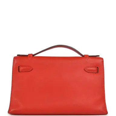 HERMÈS Pre-owned Hermes Kelly Pochette Capucine Swift Palladium Hardware | Thumbnail 4 HERMÈS Pre-owned Hermes Kelly Pochette Capucine Swift Palladium Hardware | Thumbnail 4