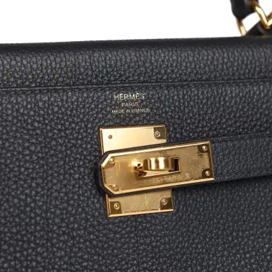 HERMÈS Pre-owned Hermes Kelly Retourne 28 Bleu Nuit Togo Gold Hardware | Thumbnail 7 HERMÈS Pre-owned Hermes Kelly Retourne 28 Bleu Nuit Togo Gold Hardware | Thumbnail 7