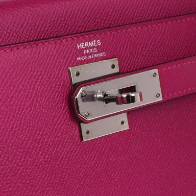 HERMÈS Pre-owned Hermes Kelly Sellier 28 Rose Pourpre Epsom Palladium Hardware | Thumbnail 7 HERMÈS Pre-owned Hermes Kelly Sellier 28 Rose Pourpre Epsom Palladium Hardware | Thumbnail 7