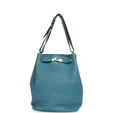 HERMÈS Pre-owned Hermes So Kelly 22 Blue Jean Togo Palladium Hardware | Thumbnail 7 HERMÈS Pre-owned Hermes So Kelly 22 Blue Jean Togo Palladium Hardware | Thumbnail 7