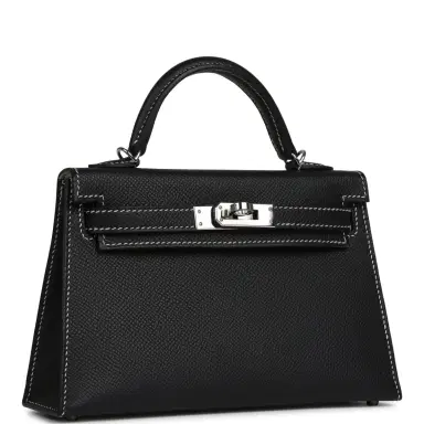 HERMÈS Pre-owned Hermes Special Order (HSS) Kelly Sellier 20 Black Verso Epsom Palladium Hardware | Thumbnail 2 HERMÈS Pre-owned Hermes Special Order (HSS) Kelly Sellier 20 Black Verso Epsom Palladium Hardware | Thumbnail 2