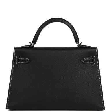 HERMÈS Pre-owned Hermes Special Order (HSS) Kelly Sellier 20 Black Verso Epsom Palladium Hardware | Thumbnail 4 HERMÈS Pre-owned Hermes Special Order (HSS) Kelly Sellier 20 Black Verso Epsom Palladium Hardware | Thumbnail 4