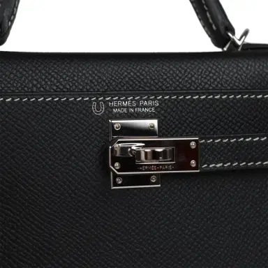 HERMÈS Pre-owned Hermes Special Order (HSS) Kelly Sellier 20 Black Verso Epsom Palladium Hardware | Thumbnail 7 HERMÈS Pre-owned Hermes Special Order (HSS) Kelly Sellier 20 Black Verso Epsom Palladium Hardware | Thumbnail 7