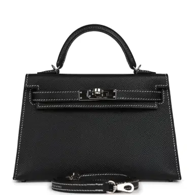 HERMÈS Pre-owned Hermes Special Order (HSS) Kelly Sellier 20 Black Verso Epsom Palladium Hardware | Thumbnail 1 HERMÈS Pre-owned Hermes Special Order (HSS) Kelly Sellier 20 Black Verso Epsom Palladium Hardware | Thumbnail 1