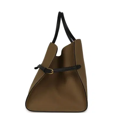 The Row The Row Margaux 15 Ceinture Bag Fango Canvas, Black Saddle Gold Hardware | Thumbnail 3 The Row The Row Margaux 15 Ceinture Bag Fango Canvas, Black Saddle Gold Hardware | Thumbnail 3