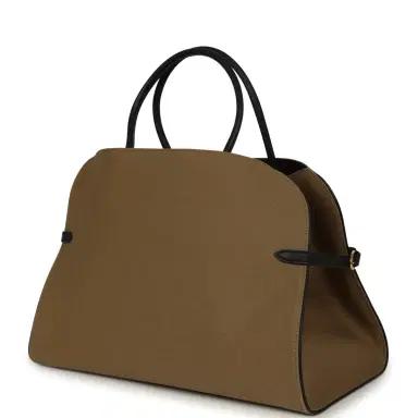 The Row The Row Margaux 15 Ceinture Bag Fango Canvas, Black Saddle Gold Hardware | Thumbnail 5 The Row The Row Margaux 15 Ceinture Bag Fango Canvas, Black Saddle Gold Hardware | Thumbnail 5