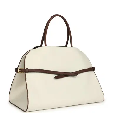 The Row The Row Margaux 15 Ceinture Bag Ivory Canvas, Kentucky Saddle Gold Hardware | Thumbnail 2 The Row The Row Margaux 15 Ceinture Bag Ivory Canvas, Kentucky Saddle Gold Hardware | Thumbnail 2