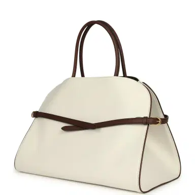The Row The Row Margaux 15 Ceinture Bag Ivory Canvas, Kentucky Saddle Gold Hardware | Thumbnail 5 The Row The Row Margaux 15 Ceinture Bag Ivory Canvas, Kentucky Saddle Gold Hardware | Thumbnail 5