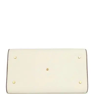 The Row The Row Margaux 15 Ceinture Bag Ivory Canvas, Kentucky Saddle Gold Hardware | Thumbnail 6 The Row The Row Margaux 15 Ceinture Bag Ivory Canvas, Kentucky Saddle Gold Hardware | Thumbnail 6