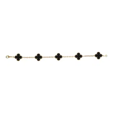 Van Cleef & Arpels Van Cleef & Arpels Vintage Alhambra 5 Motif Bracelet Onyx 18K Yellow Gold | Thumbnail 2 Van Cleef & Arpels Van Cleef & Arpels Vintage Alhambra 5 Motif Bracelet Onyx 18K Yellow Gold | Thumbnail 2