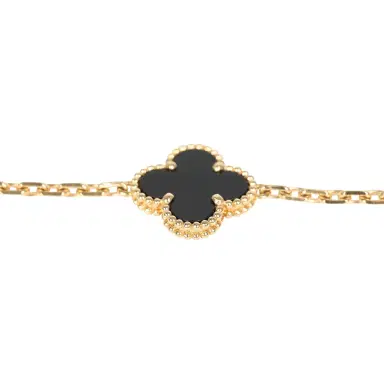 Van Cleef & Arpels Van Cleef & Arpels Vintage Alhambra 5 Motif Bracelet Onyx 18K Yellow Gold | Thumbnail 3 Van Cleef & Arpels Van Cleef & Arpels Vintage Alhambra 5 Motif Bracelet Onyx 18K Yellow Gold | Thumbnail 3