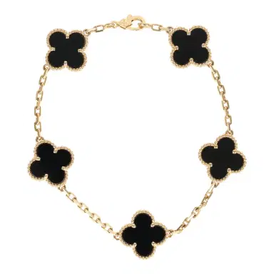 Van Cleef & Arpels Van Cleef & Arpels Vintage Alhambra 5 Motif Bracelet Onyx 18K Yellow Gold | Thumbnail 1 Van Cleef & Arpels Van Cleef & Arpels Vintage Alhambra 5 Motif Bracelet Onyx 18K Yellow Gold | Thumbnail 1