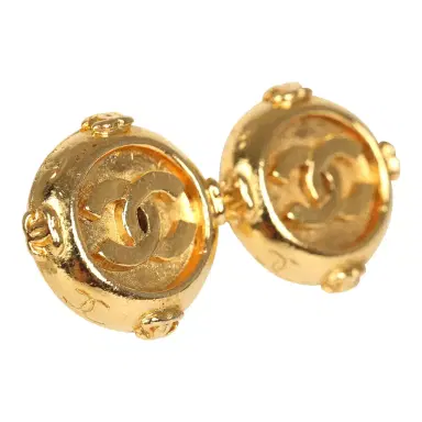 Chanel Vintage Chanel Small Round Border CC Clip On Earrings Gold Plated Hardware | Thumbnail 2 Chanel Vintage Chanel Small Round Border CC Clip On Earrings Gold Plated Hardware | Thumbnail 2