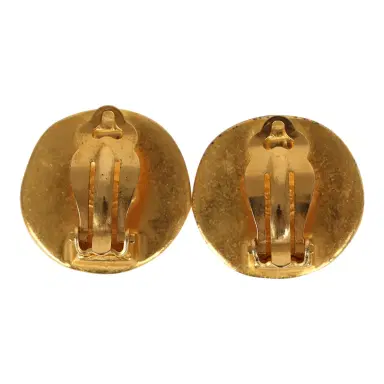 Chanel Vintage Chanel Small Round Hammered CC Earrings Gold Plated Hardware | Thumbnail 4 Chanel Vintage Chanel Small Round Hammered CC Earrings Gold Plated Hardware | Thumbnail 4