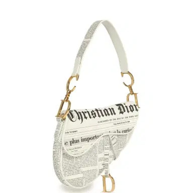 Dior Vintage Christian Dior Mini "Newspaper" Saddle Bag White, Black Leather Gold Hardware | Thumbnail 2 Dior Vintage Christian Dior Mini "Newspaper" Saddle Bag White, Black Leather Gold Hardware | Thumbnail 2