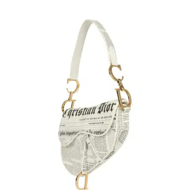 Dior Vintage Christian Dior Mini "Newspaper" Saddle Bag White, Black Leather Gold Hardware | Thumbnail 6 Dior Vintage Christian Dior Mini "Newspaper" Saddle Bag White, Black Leather Gold Hardware | Thumbnail 6