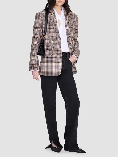 ANINE BING Women's Quinn Plaid Oversized Blazer | Thumbnail 2 ANINE BING Women's Quinn Plaid Oversized Blazer | Thumbnail 2