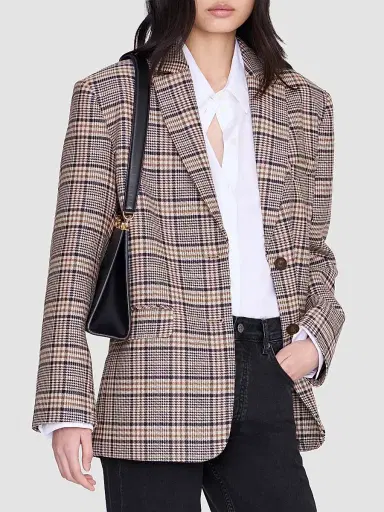 ANINE BING Women's Quinn Plaid Oversized Blazer | Thumbnail 4 ANINE BING Women's Quinn Plaid Oversized Blazer | Thumbnail 4