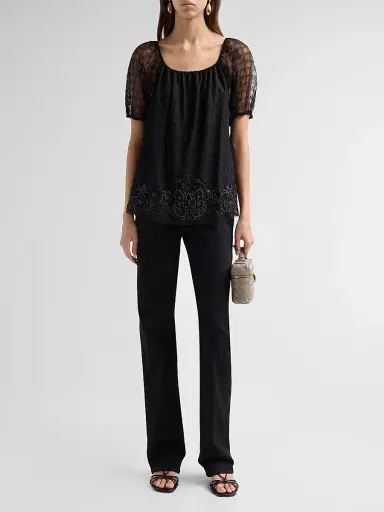 Johnny Was Women's Amarrah Mesh Blouse - Black | Thumbnail 2 Johnny Was Women's Amarrah Mesh Blouse - Black | Thumbnail 2
