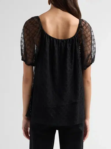 Johnny Was Women's Amarrah Mesh Blouse - Black | Thumbnail 3 Johnny Was Women's Amarrah Mesh Blouse - Black | Thumbnail 3