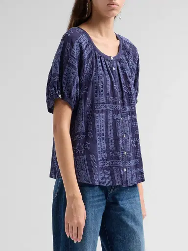 Johnny Was Women's Avah Embroidered Patchwork Blouse - Blue Night | Thumbnail 4 Johnny Was Women's Avah Embroidered Patchwork Blouse - Blue Night | Thumbnail 4