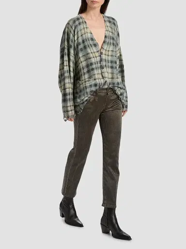 R13 Women's Straight-Leg Jeans - Brown Stretch Sateen | Thumbnail 2 R13 Women's Straight-Leg Jeans - Brown Stretch Sateen | Thumbnail 2