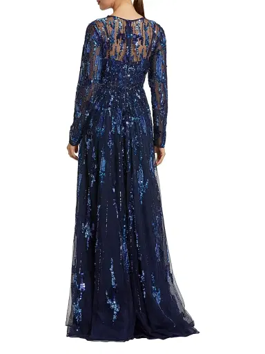 Mac Duggal Women's Evening Mesh Long-Sleeve Gown | Thumbnail 2 Mac Duggal Women's Evening Mesh Long-Sleeve Gown | Thumbnail 2