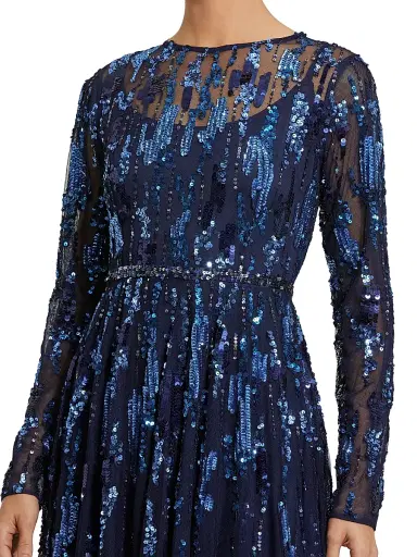 Mac Duggal Women's Evening Mesh Long-Sleeve Gown | Thumbnail 3 Mac Duggal Women's Evening Mesh Long-Sleeve Gown | Thumbnail 3