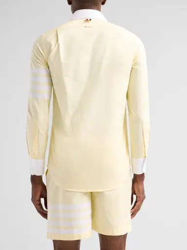 Thom Browne Men's Engineered 4-Bar Linen Straight-Fit Shirt | Thumbnail 3 Thom Browne Men's Engineered 4-Bar Linen Straight-Fit Shirt | Thumbnail 3