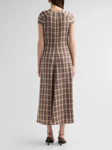 Prabal Gurung Women's Plaid Twist Cap Sleeve Midi Dress - Grey Plaid | Thumbnail 3 Prabal Gurung Women's Plaid Twist Cap Sleeve Midi Dress - Grey Plaid | Thumbnail 3