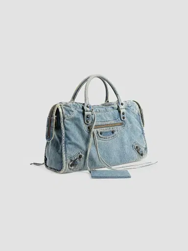 Balenciaga Women's Le City Denim Top Handle Bag - Blue | Thumbnail 2 Balenciaga Women's Le City Denim Top Handle Bag - Blue | Thumbnail 2