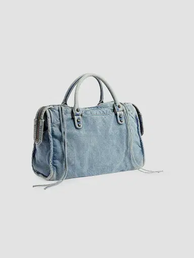 Balenciaga Women's Le City Denim Top Handle Bag - Blue | Thumbnail 3 Balenciaga Women's Le City Denim Top Handle Bag - Blue | Thumbnail 3
