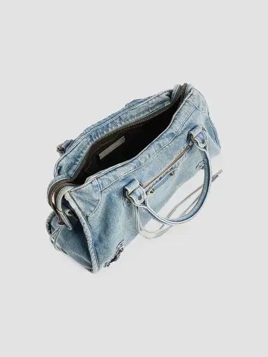 Balenciaga Women's Le City Denim Top Handle Bag - Blue | Thumbnail 4 Balenciaga Women's Le City Denim Top Handle Bag - Blue | Thumbnail 4