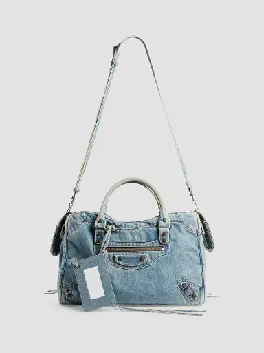 Balenciaga Women's Le City Denim Top Handle Bag - Blue | Thumbnail 5 Balenciaga Women's Le City Denim Top Handle Bag - Blue | Thumbnail 5